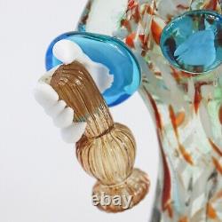 Vintage Original 11 inch Hand-blown Murano Art Glass Clown with Bottle (#1)