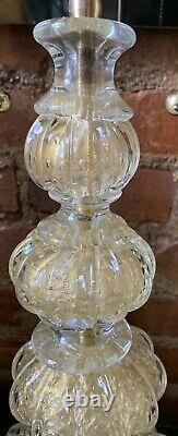 Vintage Pair Italian Murano Venetian Glass Table Lamp Barovier & Toso 24 CT Gold