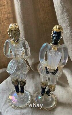 Vintage Pair Venini Murano Art Glass Candlestick candle holder Blackamoor figure