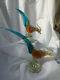 Vintage Pair of Murano Venetian Hand-blown Glass Pheasants with Gold Leaf Fleck