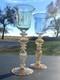 Vintage Parise Vetro Venetian Italian Murano Hand blown Wine Glasses Set Of 2