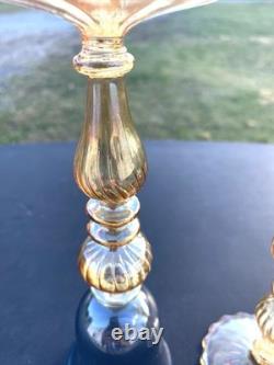 Vintage Parise Vetro Venetian Italian Murano Hand blown Wine Glasses Set Of 2