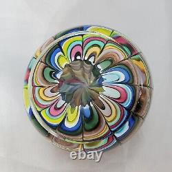 Vintage Rare Fratelli Toso Italian Art Glass MC Paperweight Rainbow Ribbons