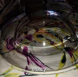 Vintage Rare Hand Blown Murano Glass MCM Double Wall Convex Bowl 10in Wide 5 Hgt