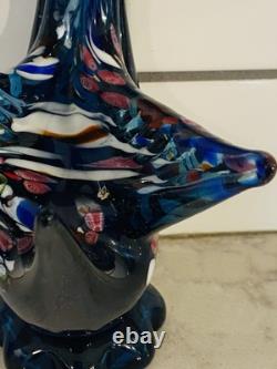 Vintage Rare Murano Hand Blown Art Glass Blue & Multi Color Swan Venezia