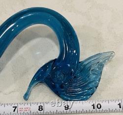 Vintage Rare Murano Hand Blown Art Glass Blue & Multi Color Swan Venezia