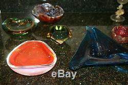 Vintage Red Orange Opal Geode Large Murano Glass #18