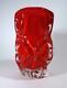 Vintage Retro Italian Murano Art Glass Cased Red Large Vase MID Century