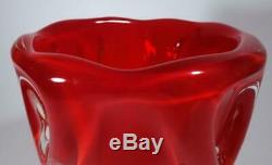 Vintage Retro Italian Murano Art Glass Cased Red Large Vase MID Century