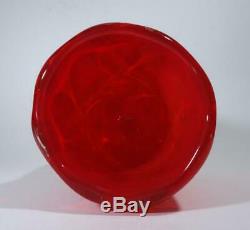 Vintage Retro Italian Murano Art Glass Cased Red Large Vase MID Century