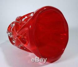 Vintage Retro Italian Murano Art Glass Cased Red Large Vase MID Century