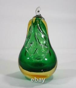 Vintage Retro Italian Murano Art Glass Pear Paperweight Sommerso