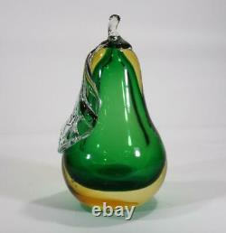 Vintage Retro Italian Murano Art Glass Pear Paperweight Sommerso