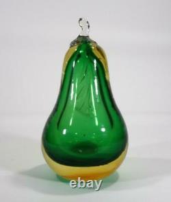 Vintage Retro Italian Murano Art Glass Pear Paperweight Sommerso