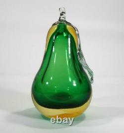 Vintage Retro Italian Murano Art Glass Pear Paperweight Sommerso