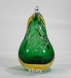 Vintage Retro Italian Murano Art Glass Pear Paperweight Sommerso