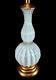 Vintage Ribbed White Opalescent Italian Murano Art Glass Table Lamp Seguso Italy