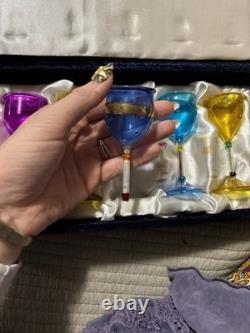 Vintage Salviati Murano set of 6 cordial glasses, hand-blown, in velvet box