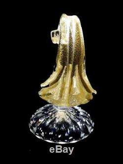 Vintage Seguso Italian Murano Glass Gold Aventurine Candle Holders Stickers