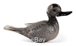 Vintage Seguso Murano Italy Italian Art Glass Duck Bird Figurine Silver Foil