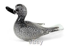Vintage Seguso Murano Italy Italian Art Glass Duck Bird Figurine Silver Foil