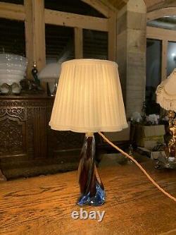 Vintage Seguso Murano Vetri Darte Hand Blown Glass Table Lamp, Mid Century