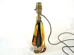 Vintage Seguso Murano Vetri Darte hand blown glass table lamp, brown & amber