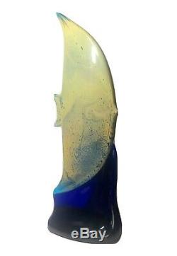 Vintage Seguso Viro Murano Italy Signed Modern Chalcedony Art Glass Fish 21Tall