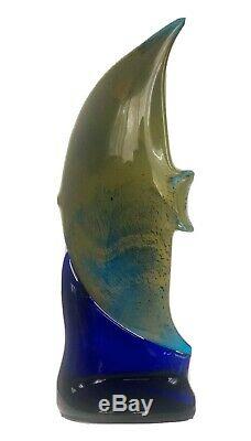 Vintage Seguso Viro Murano Italy Signed Modern Chalcedony Art Glass Fish 21Tall