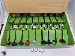 Vintage Set of 18-Murano Style Glass Long Stem Flowers Bouquet 12 Hand Blown