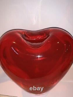Vintage Signed Salviati, Murano Glass, Sommerso CUORE Hand Blown Heart Vase