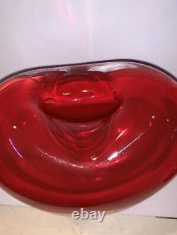 Vintage Signed Salviati, Murano Glass, Sommerso CUORE Hand Blown Heart Vase