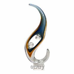 Vintage Sommerso Seahorse Glass Sculpture Blue Amber Hand Blown Murano Style