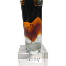Vintage Sommerso Seahorse Glass Sculpture Blue Amber Hand Blown Murano Style