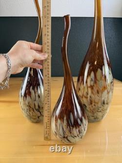 Vintage Squiggle Art Glass Vase Set Of 3 Swirl Hand Blown Murano Style LOOK