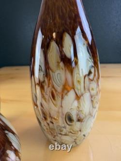 Vintage Squiggle Art Glass Vase Set Of 3 Swirl Hand Blown Murano Style LOOK