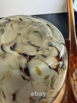 Vintage Squiggle Art Glass Vase Set Of 3 Swirl Hand Blown Murano Style LOOK