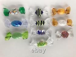 Vintage Superb 10pcs Murano Blown Glass Wrapped Art Glass Candy Italy D80