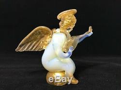 Vintage Trio Of Murano Hand Blown Opaline Italian Art Glass Musical Angels