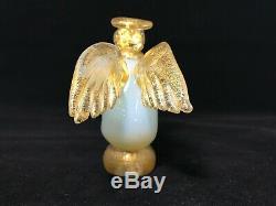 Vintage Trio Of Murano Hand Blown Opaline Italian Art Glass Musical Angels