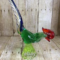 Vintage Uranium Blown Glass Rooster Murano Style 12