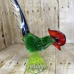 Vintage Uranium Blown Glass Rooster Murano Style 12