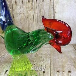 Vintage Uranium Blown Glass Rooster Murano Style 12