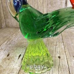 Vintage Uranium Blown Glass Rooster Murano Style 12