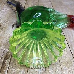 Vintage Uranium Blown Glass Rooster Murano Style 12