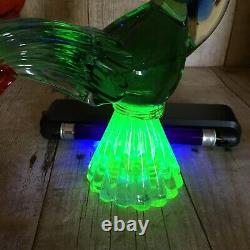 Vintage Uranium Blown Glass Rooster Murano Style 12