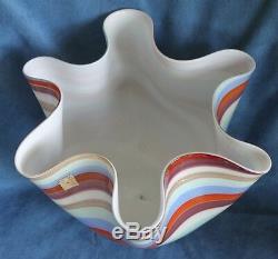 Vintage VENINI LABEL Murano Circus Aventurine Lattimo Handkerchief Glass Vase