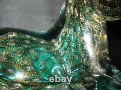 Vintage Venetian Art Glass Horse Figurine Murano Sculpture Gold Dust Hand Blown