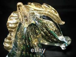 Vintage Venetian Art Glass Horse Figurine Murano Sculpture Gold Dust Hand Blown