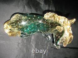 Vintage Venetian Art Glass Horse Figurine Murano Sculpture Gold Dust Hand Blown